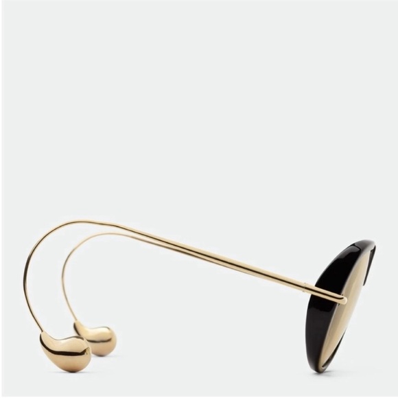 BOTTEGA VENETA STYLE Stylish Black Yellow Sunglasses DROP gold - Picture 3 of 5